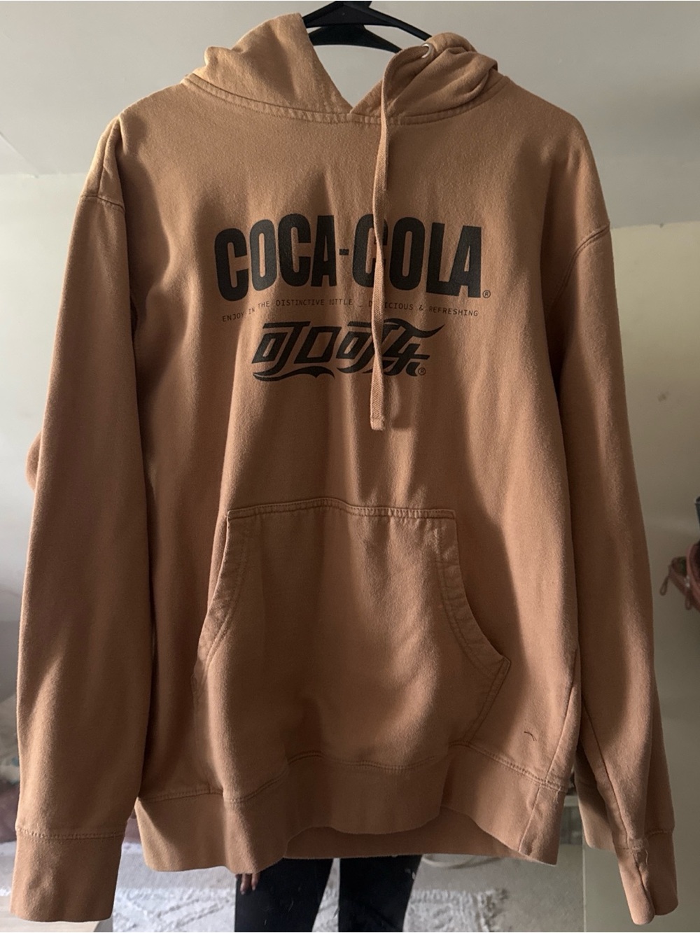 Coca-Cola Tan Hoodie with Black Logo